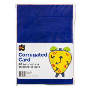 Educational Colours Corrugated Card Coloured A4 Pack of 40. Educational Colours assorted corrugated card sheets A4 size fanned out showing ridged texture.