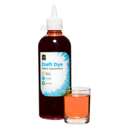 Educational Colours Craft Dye 500ml Orange. Educational Colours Craft Dye 500ml in orange, shown in eco-friendly PET bottle.