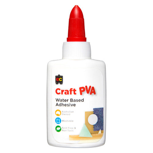 Educational Colours 50ml Craft PVA Water Based Adhesive bottle, Australian made, non-toxic and acid-free