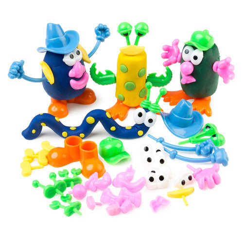 Educational Colours Dough Characters Pack of 52 spread out showing all 52 colourful pieces including eyes, hats, hands and feet