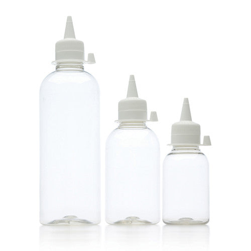 Educational Colours Empty Bottles and Witches Caps 250ml Pack of 12. Close-up of screw-top witch's cap on a 250ml Educational Colours empty bottle from a pack of 12.