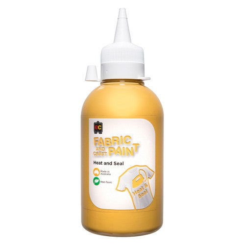 Educational Colours Fabric and Craft Paint 250ml bottle in gold, Australian-made non-toxic craft paint for fabric and mixed media