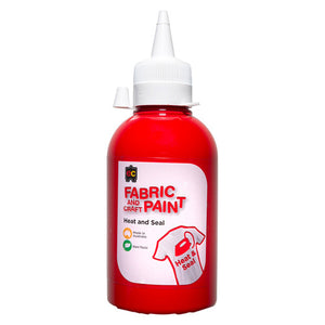 Educational Colours Fabric and Craft Paint 250ml bottle in red, suitable for fabric, canvas, and wood surfaces