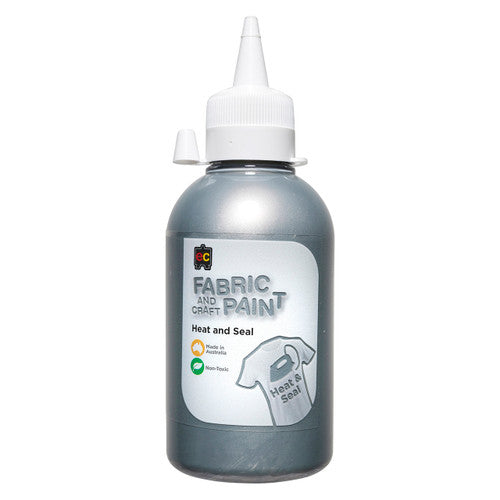 Educational Colours Fabric and Craft Paint 250ml bottle in silver, suitable for fabric, canvas, wood and craft projects