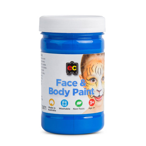 Educational Colours Face and Body Paint 175ml Blue. Educational Colours Face and Body Paint 175ml in Blue on a white background.