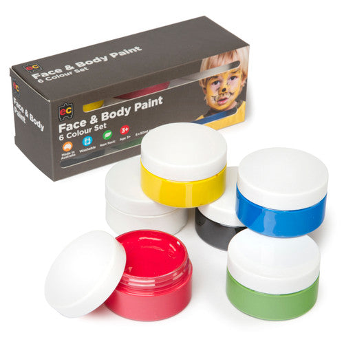 Educational Colours Face and Body Paint 50ml set of 6 assorted colour jars