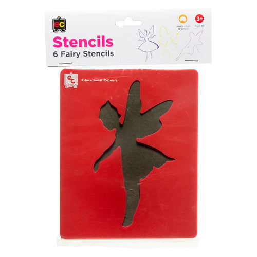 Close-up of a single Educational Colours fairy stencil showing positive and negative design, 130mm x 160mm