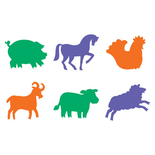 Close-up of a 205mm x 205mm thick plastic farmyard animal stencil showing positive and negative pig design