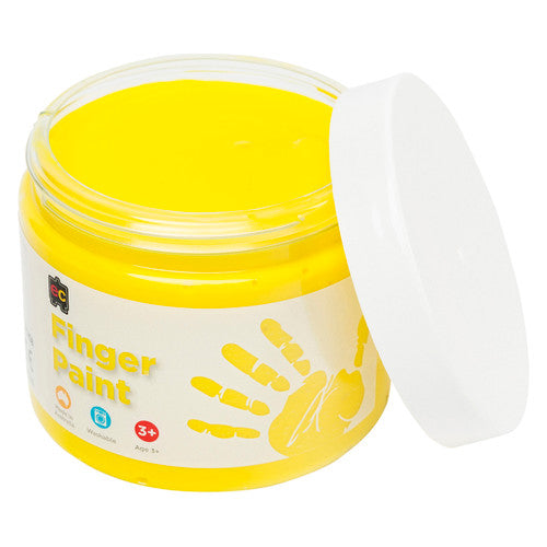 Educational Colours Finger Paint 250ml Tub Yellow. Educational Colours Finger Paint 250ml tub in Yellow, front view.