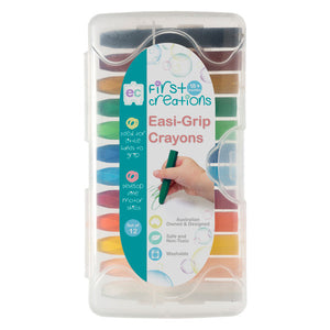 Educational Colours First Creations Easi-Grip Crayons set of 12 assorted colours in sturdy carry case