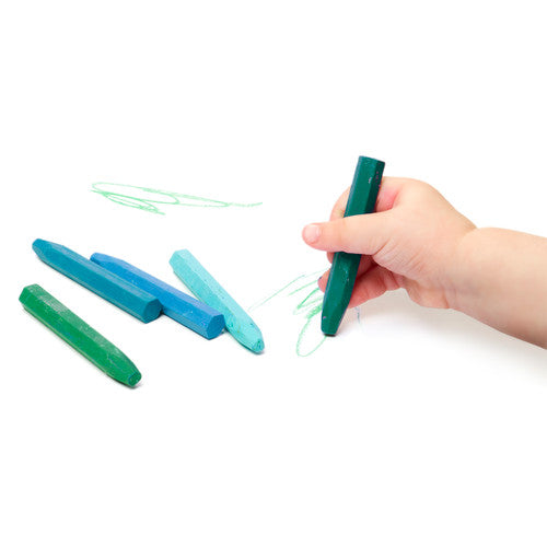 Easi-Grip Crayons stored in their sturdy carry case, showing all 24 assorted-colour crayons