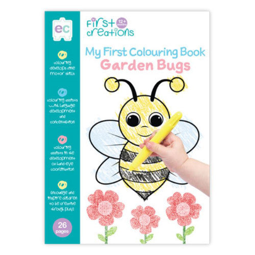 Educational Colours First Creations My First Colouring Book with Garden Bugs theme showing illustrated cover