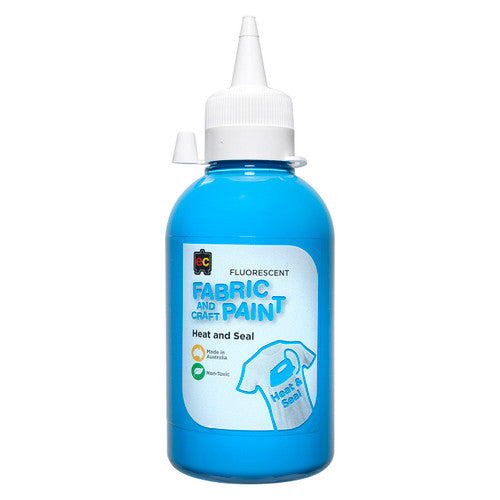 Educational Colours Fluorescent Fabric and Craft Paint 250ml Blue. Educational Colours Fluorescent Blue fabric and craft paint in a 250ml eco-friendly PET bottle.