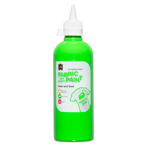 Educational Colours Fluorescent Fabric and Craft Paint 500ml Green. Educational Colours Fluorescent Green Fabric and Craft Paint in a 500ml eco-friendly PET bottle.