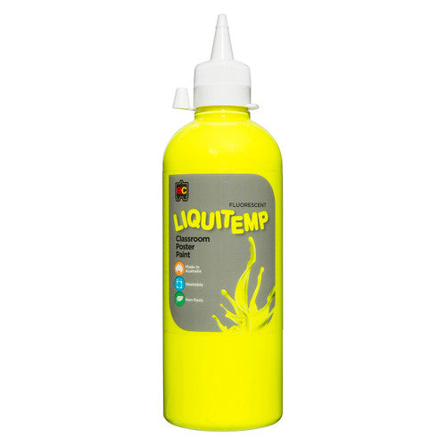 Educational Colours Fluorescent Liquitemp Poster Paint 500ml Yellow. Educational Colours Fluorescent Liquitemp Poster Paint 500ml bottle in yellow.