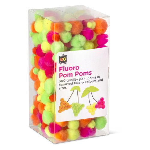 Educational Colours Fluoro Pom Poms Pack of 300. Educational Colours Fluoro Pom Poms in assorted neon colours and mixed sizes, pack of 300.