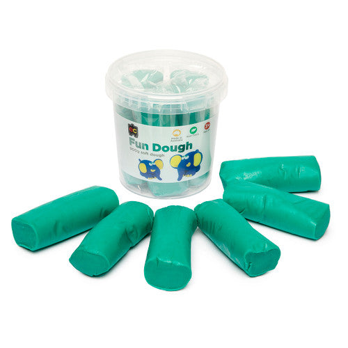 Educational Colours Fun Dough 900g in green, stored in a re-usable tub, suitable for early childhood learning and creative play