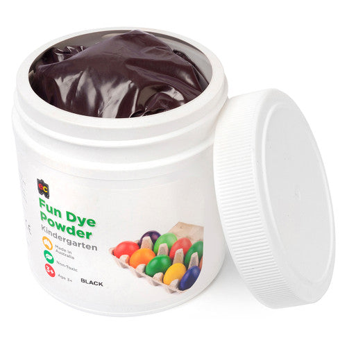 Educational Colours Fun Dye Powder 500g Black. Educational Colours Fun Dye Powder 500g container in black.