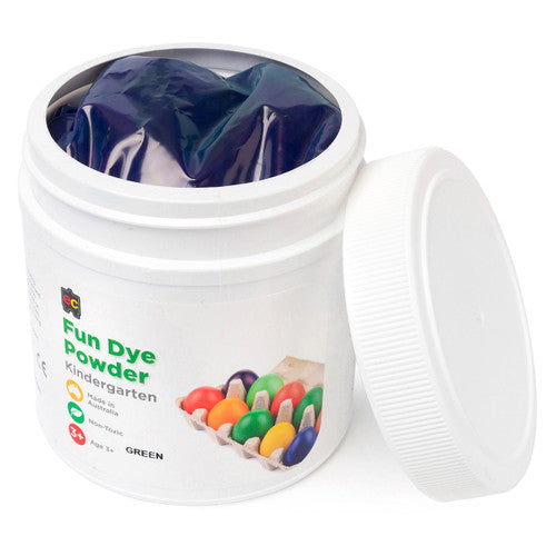 Educational Colours Fun Dye Powder 500g Green. Educational Colours Fun Dye Powder 500g container in green.