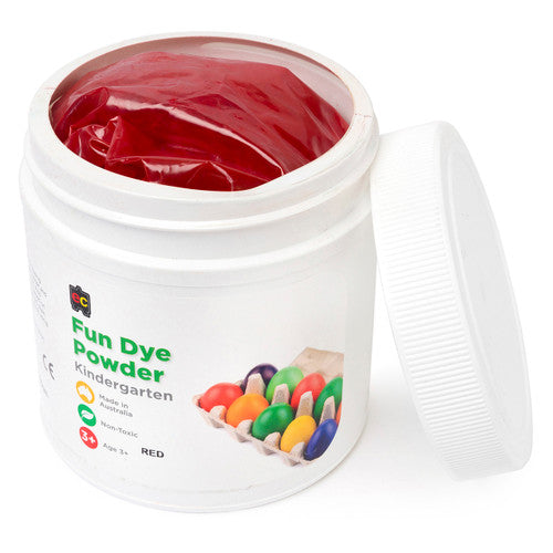 Educational Colours Fun Dye Powder 500g Red. Educational Colours Fun Dye Powder 500g container in Red.