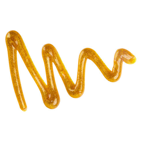 Educational Colours Glitter Paint 250ml Gold. Close-up of gold glitter paint finish on art paper, showing shimmer effect.