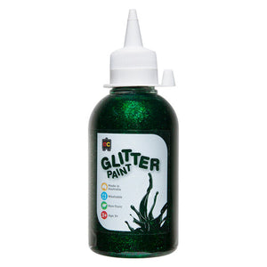 Educational Colours Glitter Paint 250ml Green. Educational Colours 250ml green glitter paint in an eco-friendly PET bottle.