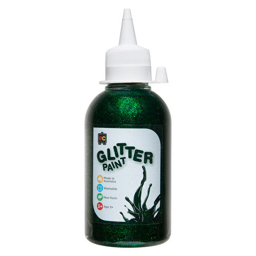 Educational Colours Glitter Paint 250ml Green. Educational Colours 250ml green glitter paint in an eco-friendly PET bottle.