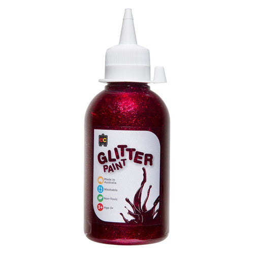Educational Colours Glitter Paint 250ml Magenta. Educational Colours 250ml magenta glitter paint in an eco-friendly PET bottle.