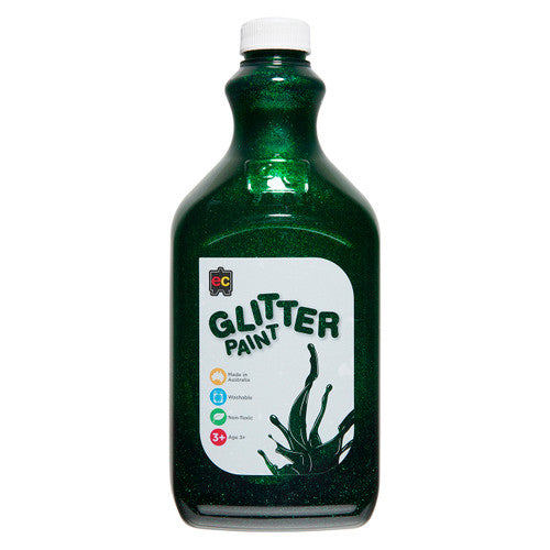 Educational Colours Glitter Paint 2L Green. Educational Colours 2-litre green glitter paint in an eco-conscious PET bottle.