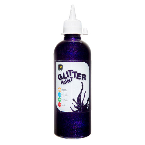 Educational Colours Glitter Paint 500ml Fairy Purple. Educational Colours 500ml fairy purple glitter paint in an eco-friendly PET bottle.