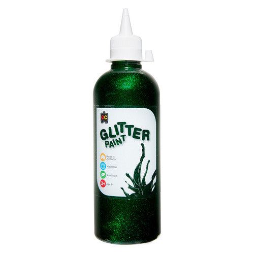 Educational Colours Glitter Paint 500ml Green. Educational Colours 500ml green glitter paint in an eco-friendly PET bottle.