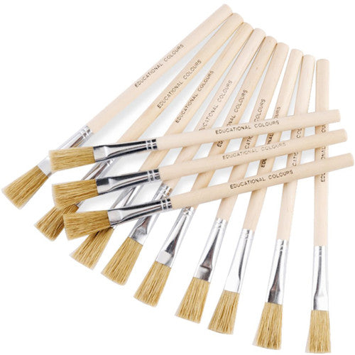 Educational Colours Glue Brush Flat 18cm Pack of 30. Educational Colours flat glue brush with wooden handle, 18cm length.