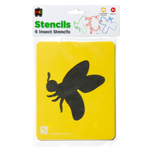 Close-up of insect stencil designs from Educational Colours set, showing positive and negative cutout patterns