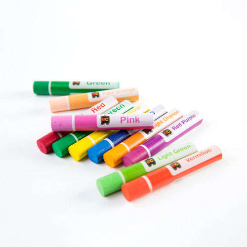 Educational Colours Jumbo Oil Pastels Classroom Box of 432. Selection of 24 different oil pastel colours from the classroom box.