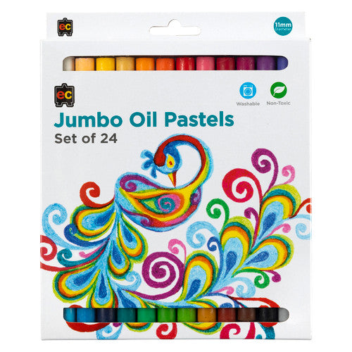 Educational Colours Jumbo Oil Pastels pack of 24 displayed in a row