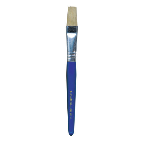 Educational Colours Jumbo Stubby Flat Wooden Brush with genuine hog bristle head and short wooden handle, shown from above