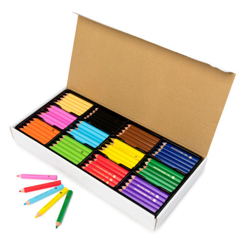 Educational Colours Jumbo Stubby Washable Colouring Pencils - box of 120 in 12 colours with triangular grip