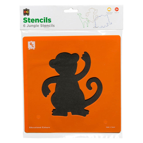Close-up of a 203mm x 203mm jungle animal plastic stencil from Educational Colours showing stencil detail