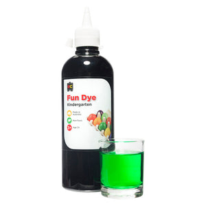 Educational Colours Kindergarten Fun Dye 500ml Green. Educational Colours Kindergarten Fun Dye 500ml bottle in green, pre-mixed and ready to use.