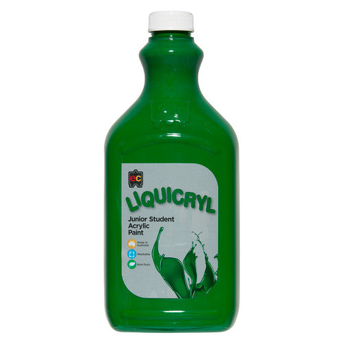 Educational Colours Liquicryl Junior Student Acrylic Paint 2L Brilliant Green. Educational Colours Liquicryl Junior Student Acrylic Paint 2L bottle in Brilliant Green.
