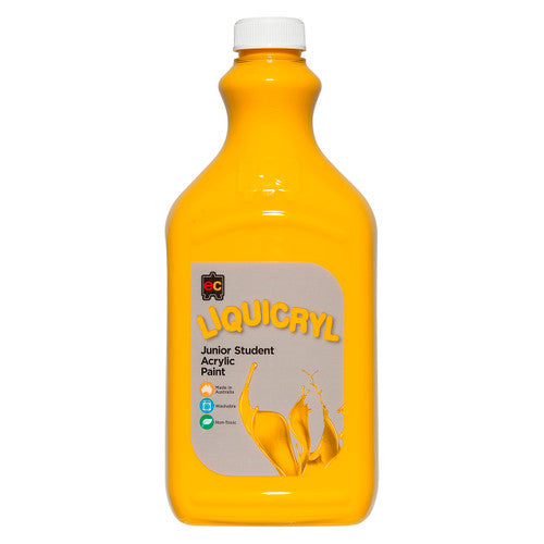Educational Colours Liquicryl Junior Student Acrylic Paint 2L Warm Yellow. Educational Colours Liquicryl Junior Student Acrylic Paint 2L bottle in Warm Yellow.
