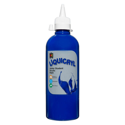 Educational Colours Liquicryl Junior Student Acrylic Paint 500ml Brilliant Blue. Educational Colours Liquicryl Junior Student Acrylic Paint 500ml bottle in Brilliant Blue.