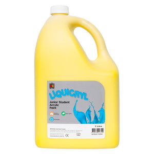 Educational Colours Liquicryl Junior Student Acrylic Paint 5L Brilliant Yellow. Educational Colours Liquicryl Junior Student Acrylic Paint 5 litre bottle in Brilliant Yellow.