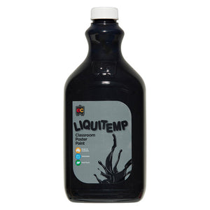 Educational Colours Liquitemp Classroom Poster Paint 2L Black. Educational Colours Liquitemp 2L Black Poster Paint in a PET bottle, front view.