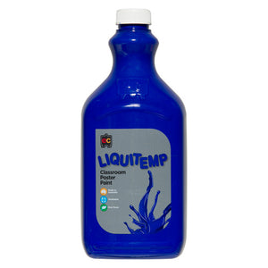 Educational Colours Liquitemp Classroom Poster Paint 2L in Brilliant Blue - front view of PET bottle
