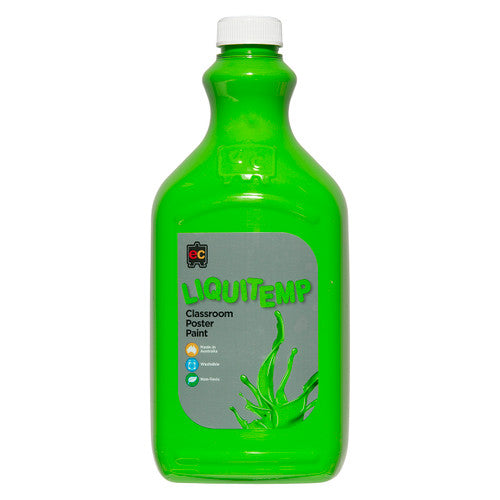 Educational Colours Liquitemp Classroom Poster Paint 2L Leaf Green. Educational Colours Liquitemp Classroom Poster Paint 2L bottle in Leaf Green.