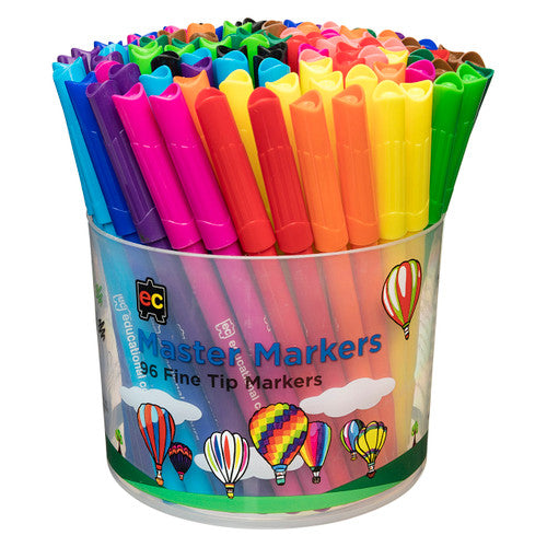 Educational Colours Master Markers tub of 96 with assorted colours arranged in a plastic tub