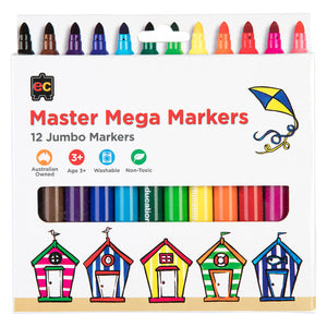 Educational Colours Master Mega Markers pack of 12 assorted colours with jumbo barrels