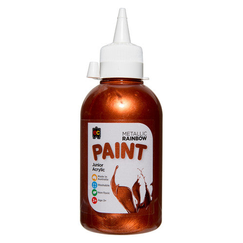 Educational Colours Metallic Rainbow Junior Acrylic Paint 250ml in Copper, a non-toxic water-based paint made in Australia