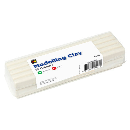 Educational Colours Modelling Clay 500g White Cello Wrapped. Educational Colours 500g white modelling clay block cello wrapped.
